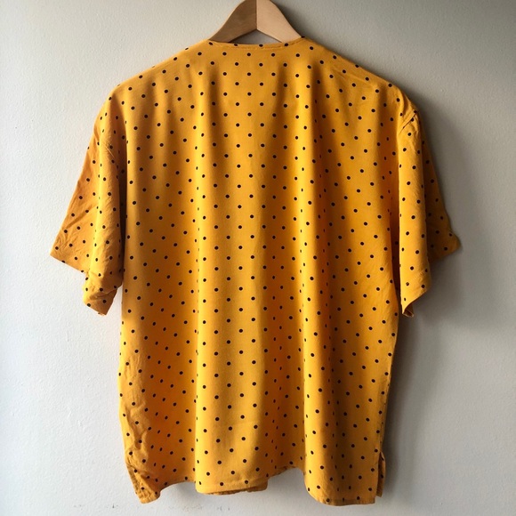 Vintage Rare Button Dwn Yellow Pockets PolkaDot T - Picture 7 of 8